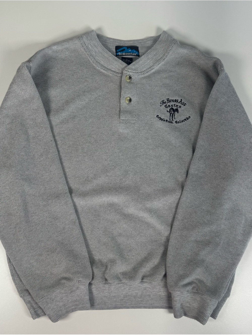 The Mountain Light Gray Henley Crewneck Sweater